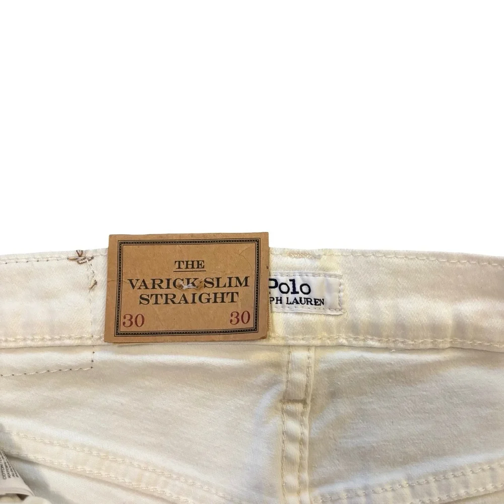 Polo Ralph Lauren Mens Varick Slim Straight White Stretch Jeans 30x30 NWT